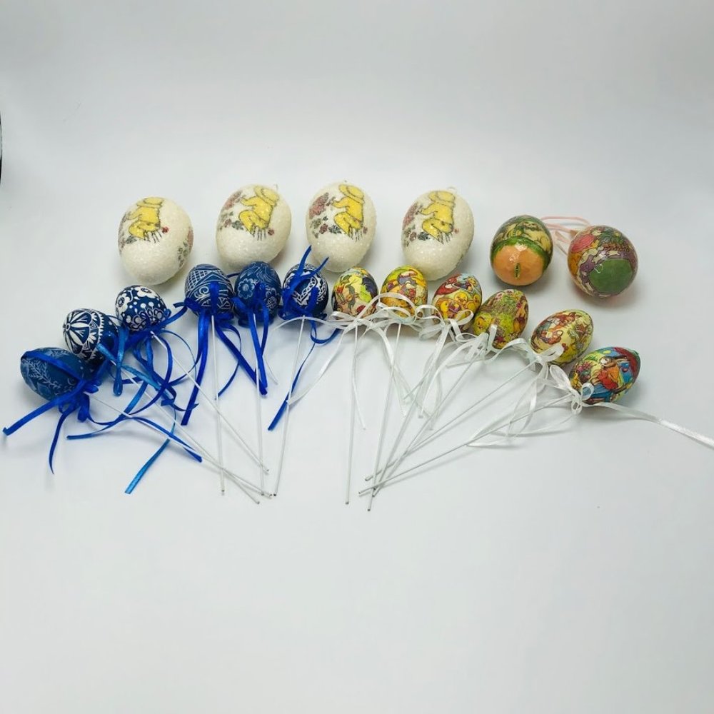 Vintage Easter Decorative 18 Pcs Paper Mache Eggs
